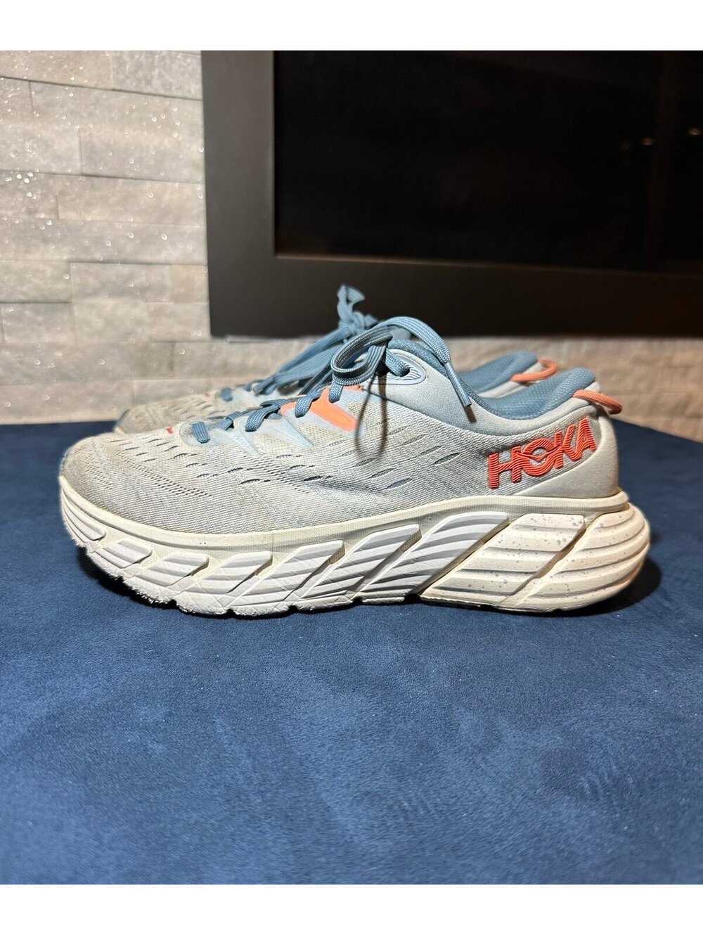 HOKA Gaviota 4 Women’s 8.5 Blue Gray Coral Running Shoes 1123199